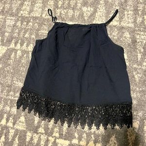 Nella Fantasia Black crop top medium lace at bottom